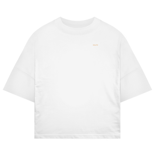 Front view of the GELATO oversized premium organic cotton T-shirt white