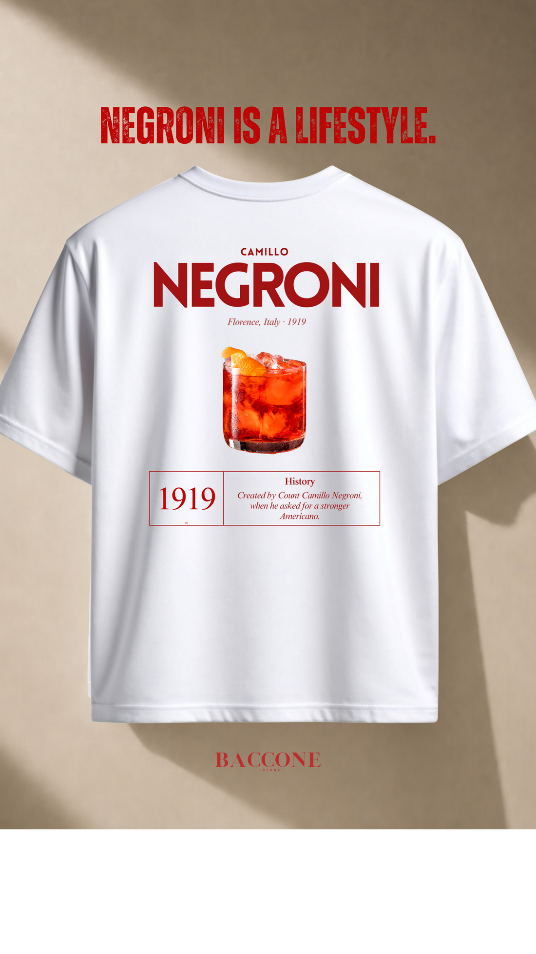 BACCONE Negroni Il Classico T-Shirt - Italian Food Culture Streetwear