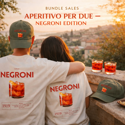 APERITIVO PER DUE – NEGRONI Edition - Set Preis (2x T-Shirt & 2x Cap)